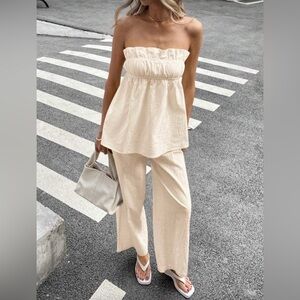 Daisy Cream Set with Flowy High-Waisted Design